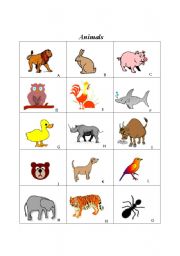 English worksheet: Animals