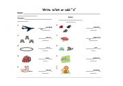 English worksheet: A-An Worksheet