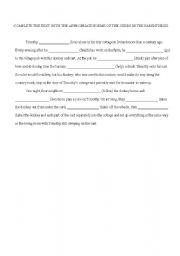 English worksheet: Past Tense Fill-In