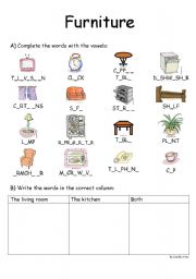 English Worksheet: Furniture