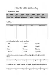 English Worksheet: How to use a dictionary