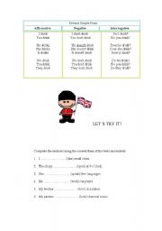 English worksheet: Present simple 