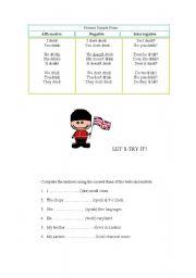 English Worksheet: Present simple 