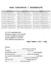 English Worksheet: Past CONTINUOUS / progressive