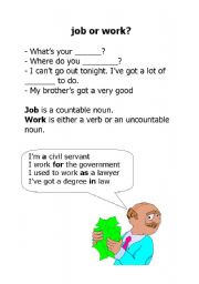 English Worksheet: Job or work?