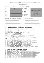 English Worksheet: past simple with tobe