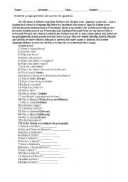 English Worksheet: to be ,pronouns (subject,possessive)