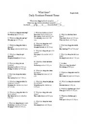 English Worksheet: Daily Routines Practice What time?