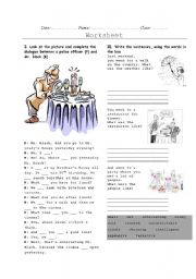 English Worksheet: simple past with be, go, have