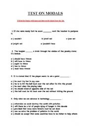 English Worksheet: Modals