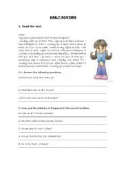 English Worksheet: Daily Routines