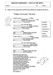 English Worksheet: Song_The Cure 