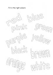 English Worksheet: colours