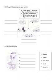 English Worksheet: jobs time and daily routines
