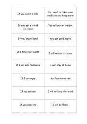English Worksheet: Conditionals memotest cards