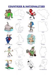 English Worksheet: Countries and Nationalities - picture dictionary