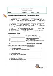 English Worksheet: The Present Simple