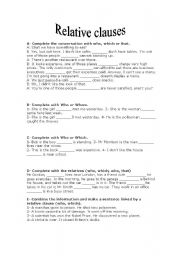 English Worksheet: relative clauses