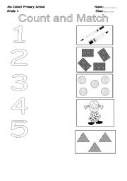 English Worksheet: Count and match