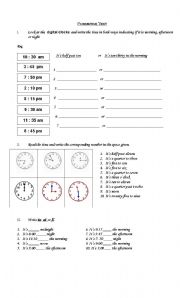 English worksheet: The time