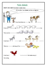 English Worksheet: farm animals count and name