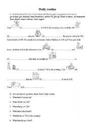 English Worksheet: Daily routine - present simple