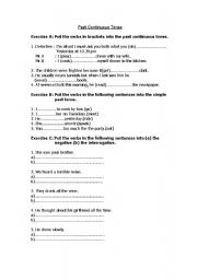 English Worksheet: Past Continuous Tense