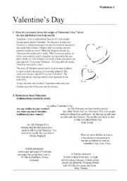 English Worksheet: valentine