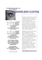 English Worksheet: TEARS IN HEAVEN - ERIC CLAPTON