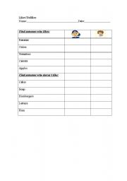 English worksheet: Likes and Dislikes