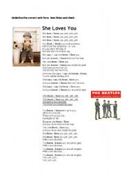 English Worksheet: Song - She loves me