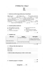 English Worksheet: test present simple