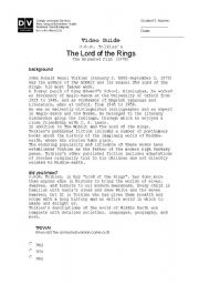 English worksheet: Lord of the Rings (1978) Video Guide