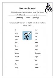 English Worksheet: homophones