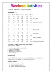 English Worksheet: Weekend activities