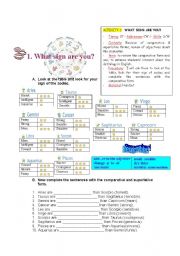 English Worksheet: what sing are you?