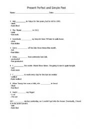 English Worksheet: Present Perfect vs Simple Past