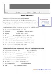 English Worksheet: Present Simple [fill in blanks]