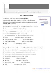 English worksheet: Present Simple [fill in blanks]