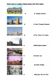 English Worksheet: London matching