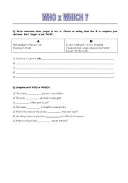 English Worksheet: Who or Which?