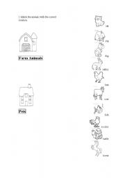 English Worksheet: pets and farm animals