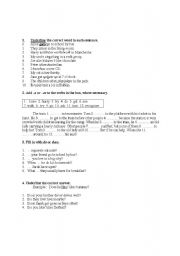 English worksheet: present simple exercises