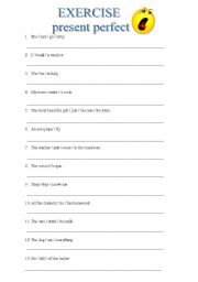 English worksheet: present perfect - exercises