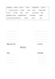 English worksheet: food