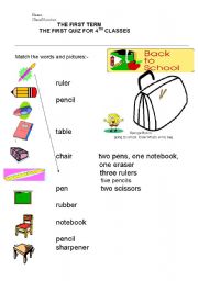 English Worksheet: classroom objects