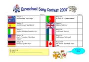 English Worksheet: Euroschool Song Contest 