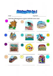 English Worksheet: Places in downtown