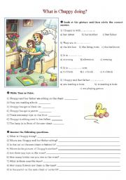 English Worksheet: What is Chuppy doing?