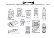 English Worksheet: containers